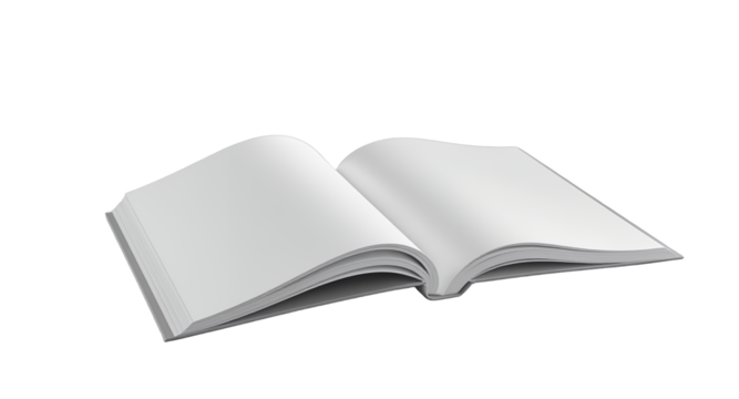 Open blank book on gray background
