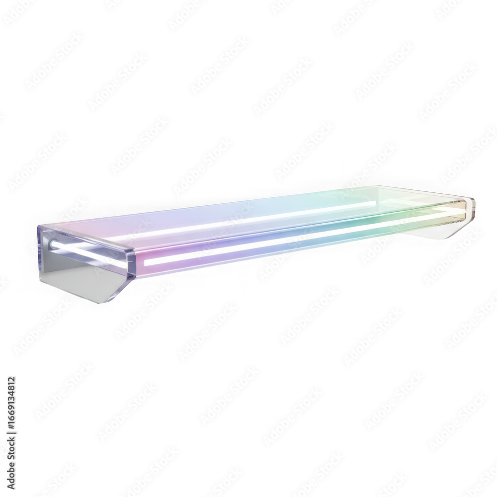 Poster long led light bar with a rainbow color spectrum, isolated on transparent background