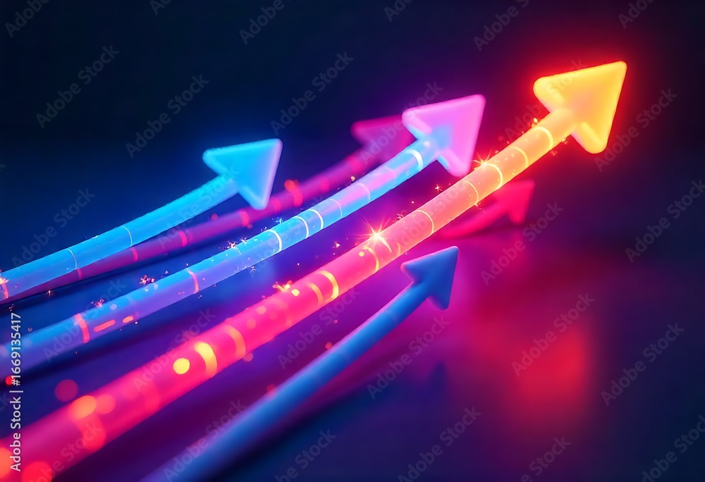 Poster generative ai image: ascent of luminous arrows.