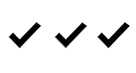 Three Isolated Check Marks on Black Background