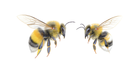 Two Realistic Honey Bees on a White Background