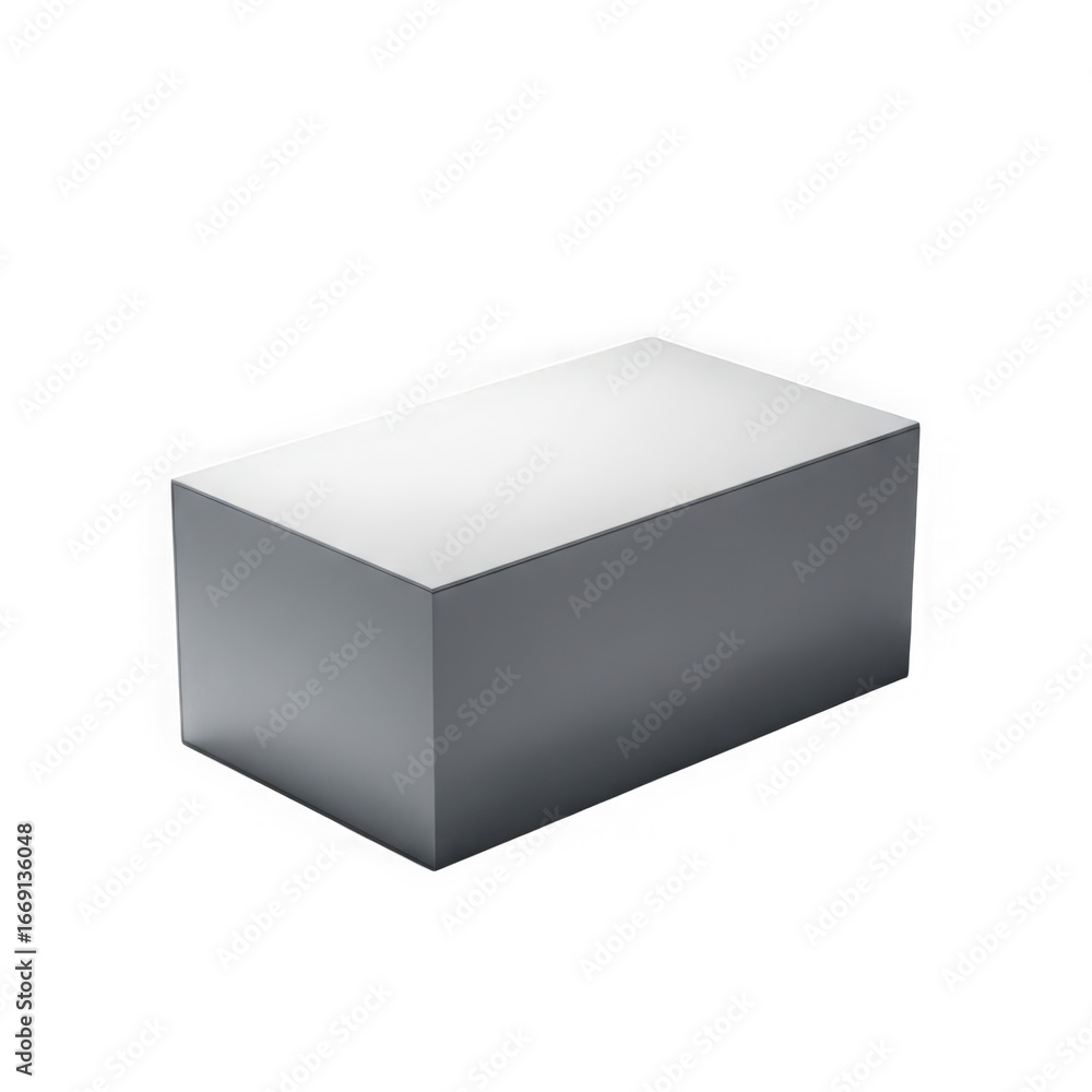 Poster minimalist gray rectangular block, isolated on transparent background