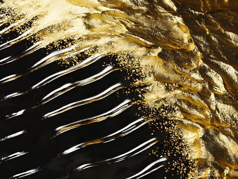 Abstract Gold Black Liquid Texture Background Elegant Swirls Design