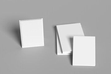 Blank softcover book mockups. Vector illustration isolated and Calendar Blank Dating System Stationery Vector. Calendar For Organize Day And Month Period Tasks And Meetings, Check Date And Holiday. 
