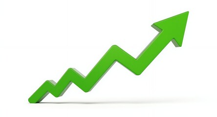 3D Green Arrow Pointing Up on White Background