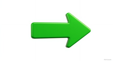 3D Green Arrow Symbol on White Background