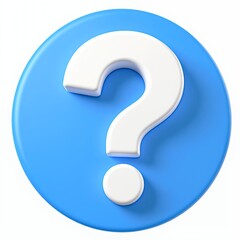 3D Question Mark Icon on Blue Circle Background
