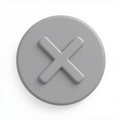 Obraz premium 3D Rendered Gray Circle with a Cross, Abstract Icon on White Background