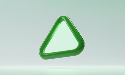Abstract 3D Green Triangle Icon on Light Background