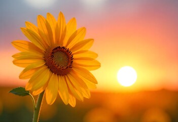 Generative AI Sunflower Sunrise. This image predicts a bright future with vibrant energy, embodied