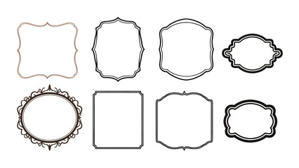 Set of vintage shapes badges vector silhouette. Ornamental label frames, forms and shapes. vector symbols