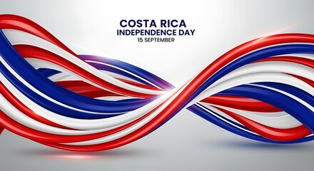 Costa Rica Independence Day: Dynamic Flag Swirls in Red, White, and Blue