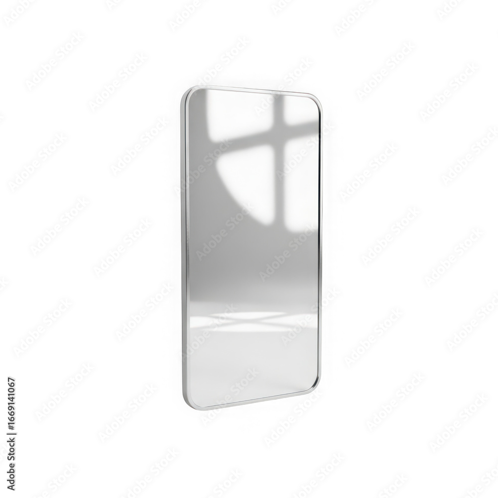 Poster modern smartphone screen isolated on transparent background with reflection, showcasing sleek design