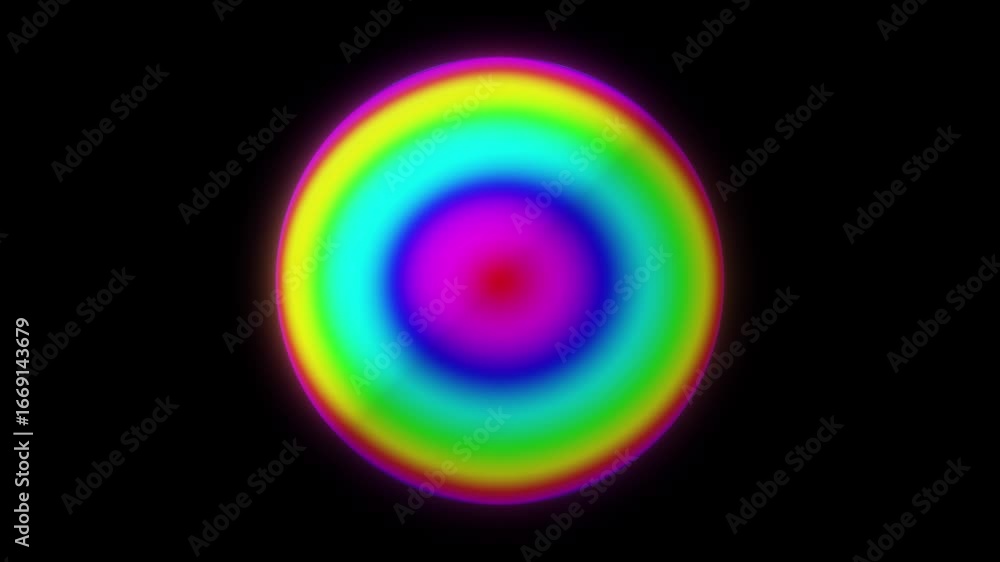 Aufkleber pulsating rainbow sphere with concentric colors on a black background