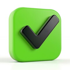 Green Check Mark Icon Isolated on White Background