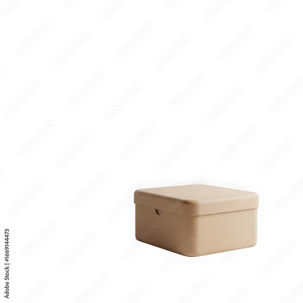 Poster minimalist beige storage box isolated on transparent background