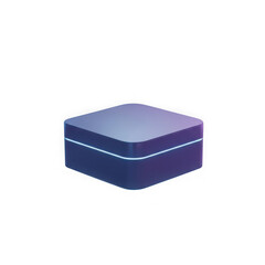 Modern abstract geometric box with glowing blue light lines, isolated on transparent background