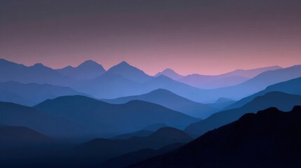 Obraz premium Layers of Blue Mountain Ridges at Dusk A Serene Landscape of Mountain Ranges Bathed in Soft Blue Hues