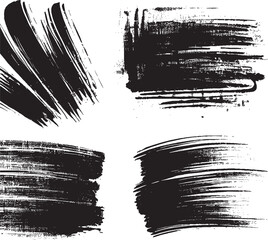 Grunge Abstract Vector Set Black Ink Brush Stroke Textures