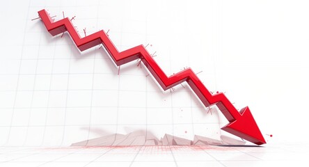 Red Arrow Pointing Down with Financial Distress