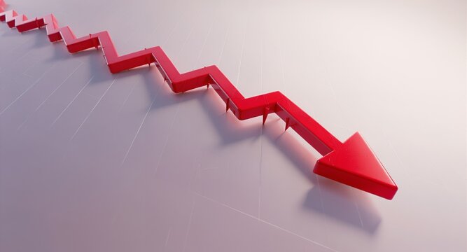 Red Arrow Pointing Down on Light Background