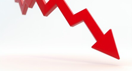 Red downward arrow symbolizing a decrease, financial loss, or declining trend.