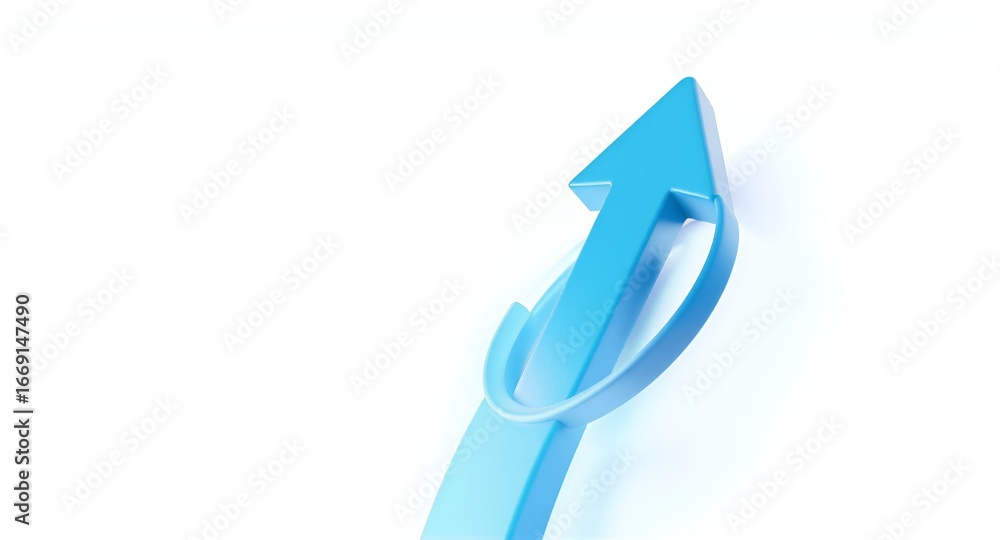 Poster upward arrow with loop, abstract design for growth and progress