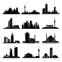 Architectural silhouette set, Black & White silhouette set