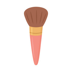 Large powder makeup brush with pink handle and golden detail, flat style, isolated illustration.