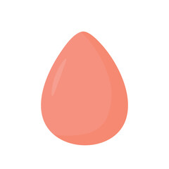 Teardrop shaped makeup sponge in coral color, soft applicator for blending foundation, flat isolated illustration.