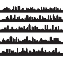 Atlanta skyline silhouette set, Black & White silhouette set
