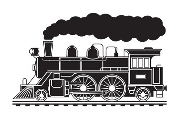 black and white steam train vector with motion lines bold line art perfect for retro industrial railway heritage themes © AIcon Star