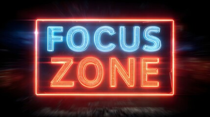 Obraz premium Neon focus zone sign glowing in dark background.