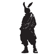 Fototapeta premium Bad Bunny silhouette set, Black & White silhouette set