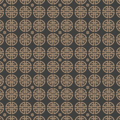 Traditional circular longevity symbol pattern, repeating ornamental background design