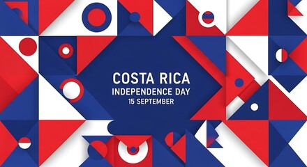 Costa Rica Independence Day: Geometric Celebration ? Red, White, & Blue Abstract Design