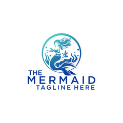 Ocean Siren Mermaid Logo Template 
