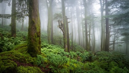 misty green forest evoking mystery and nature s embrace