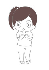 ビックリしている子供のキャラクターイラスト