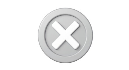 3D Rendered Grey Button with a White X Symbol
