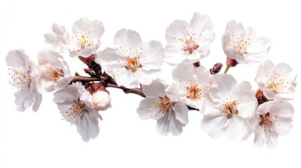 Fototapeta premium Delicate Almond Blossom Branch: Springtime Floral Elegance on White
