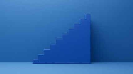 Abstract Blue Staircase Minimalist 3D Render