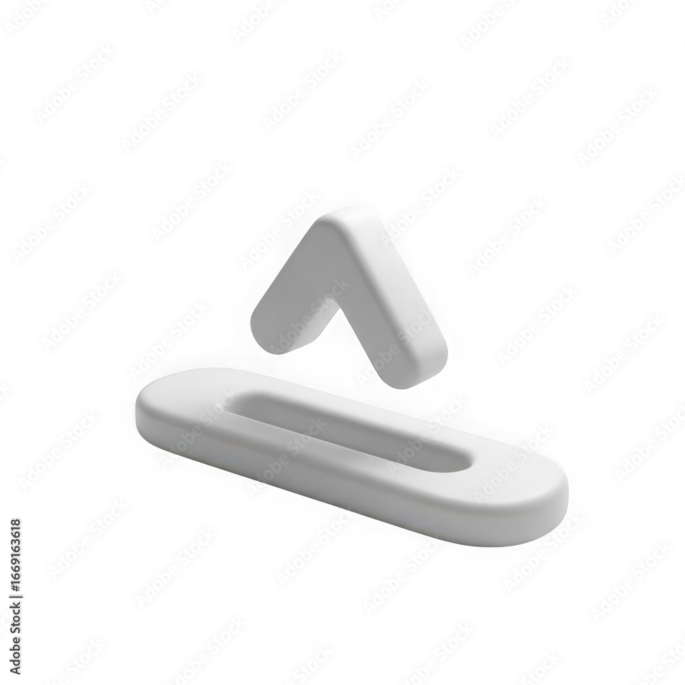 Poster 3d icon of 3d white upward arrow and oval shape isolated on transparent background