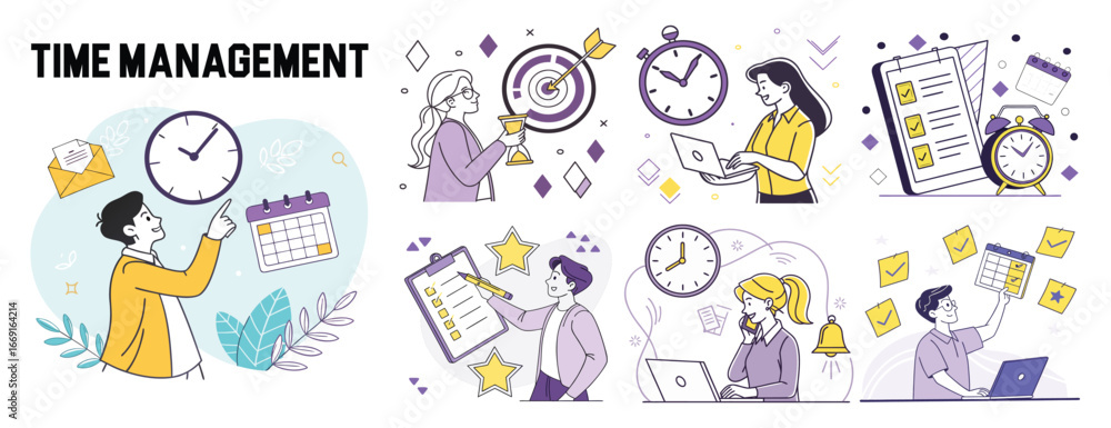Poster time management concepts and skills for productivity and efficiency improvement in business and dail