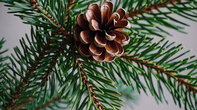 pine tree branch with cone, natural element used for Christmas decorations