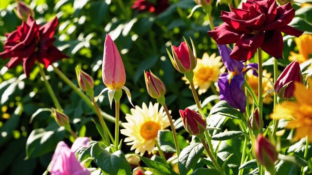 vibrant collection of colorful flowers in full bloom demonstrating growth and life