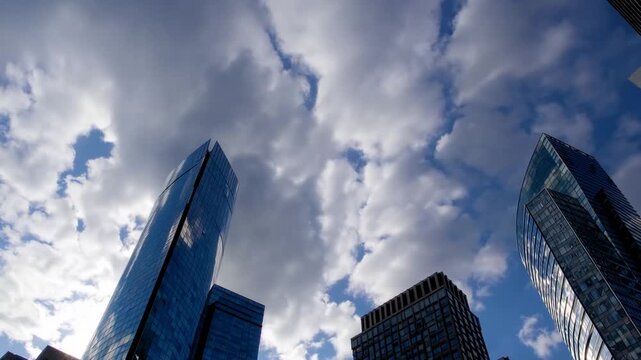 Contemporary Towering High-Rise Structures with Glass Facades Illuminated by Daylight Finances
