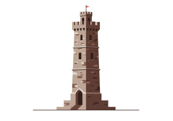 Detailed Illustration of a Medieval Stone Tower.