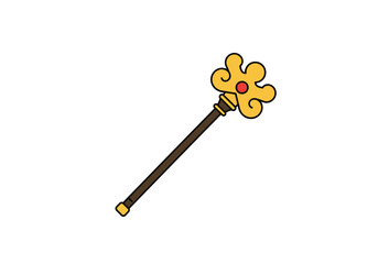 Golden Royal Scepter with Red Jewel.