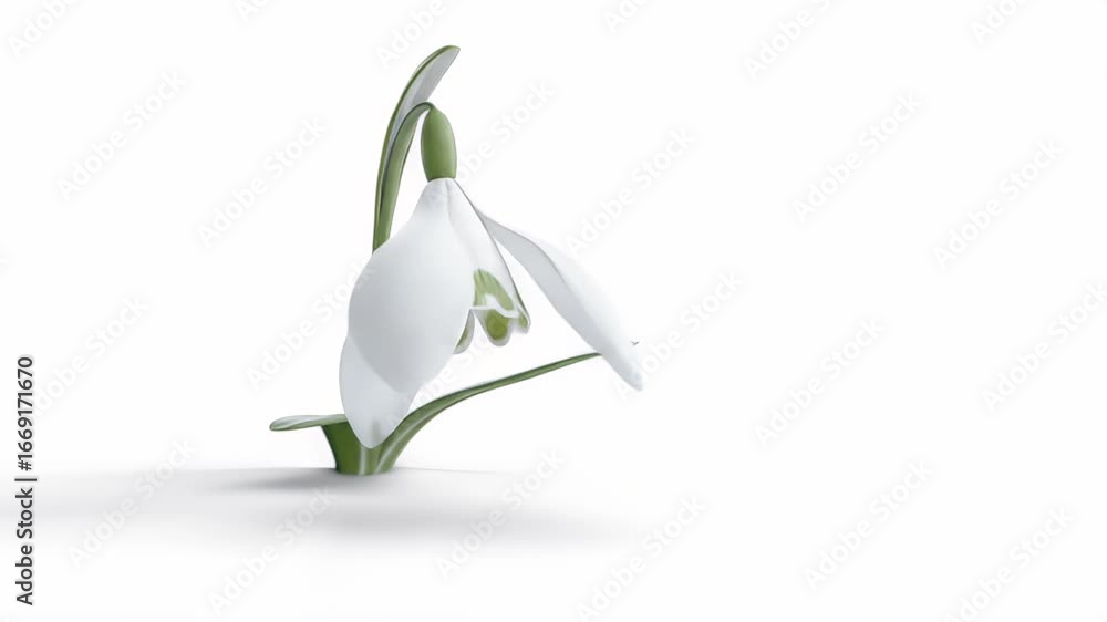 Poster elegant snowdrop: 3d render of delicate spring bloom